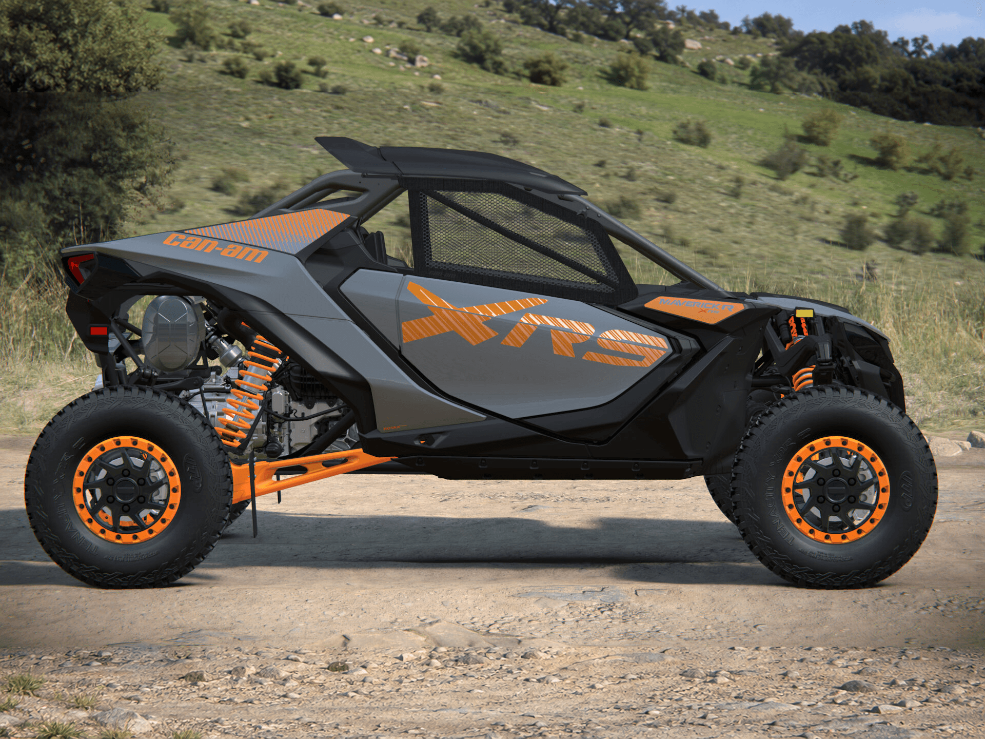 Can-Am Maverick R X rs 2027, Dolomite Grey & Orange Crush, 0007AVF00 — Справа