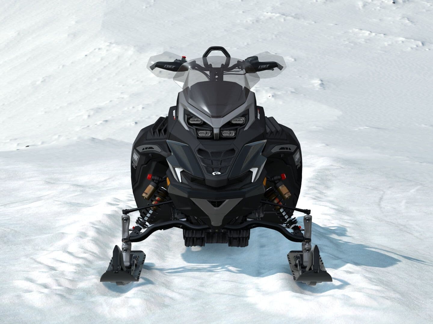Lynx BRUTAL RE 2027, 900 ACE Turbo R, Platinum Silver Satin / Black — Спереди