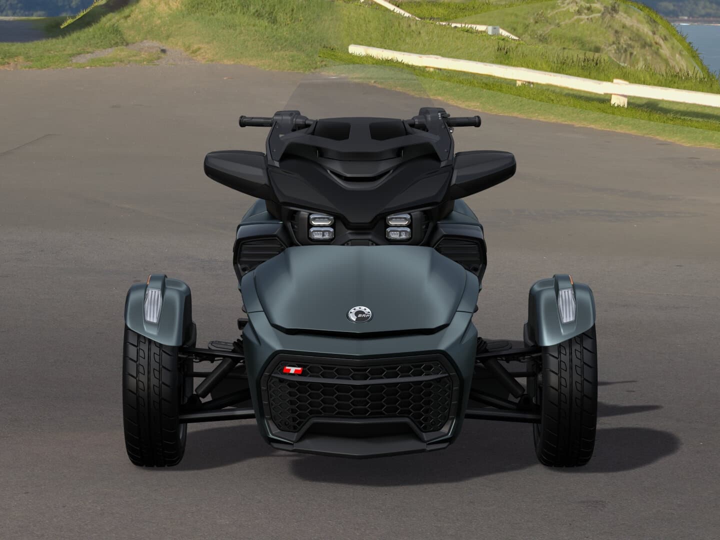 Can-Am Spyder F3-T 2026 — Mineral Blue — Вид спереди
