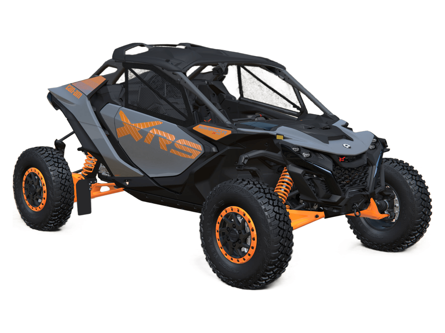 Can-Am Maverick R X rs 2027, Dolomite Grey & Orange Crush, 0007AVF00 — Обложка на прозрачном фоне