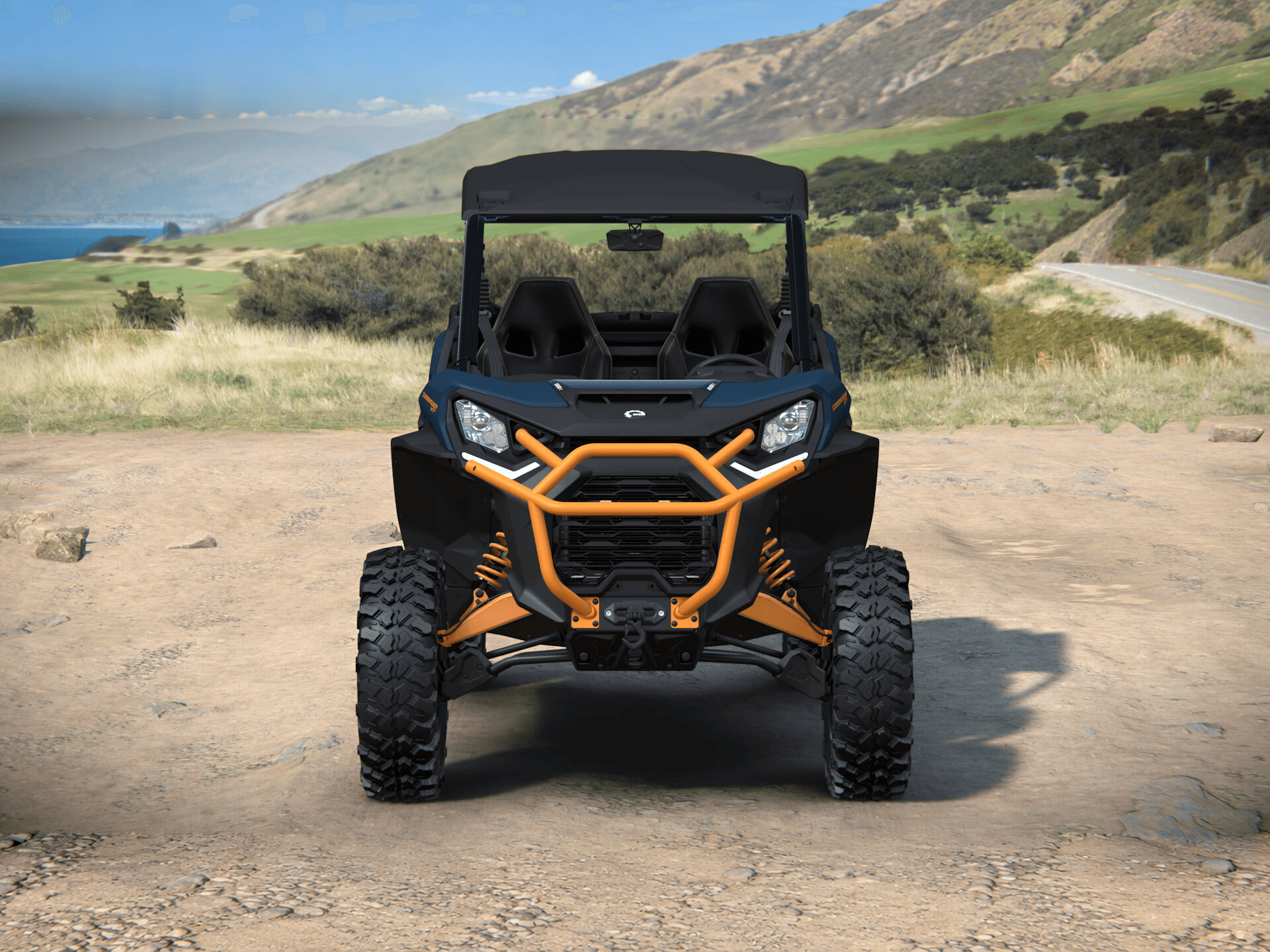 Can-Am Commander XT-P 2027, Dusty Navy & Orange Crush, 0006YVC00 — Спереди