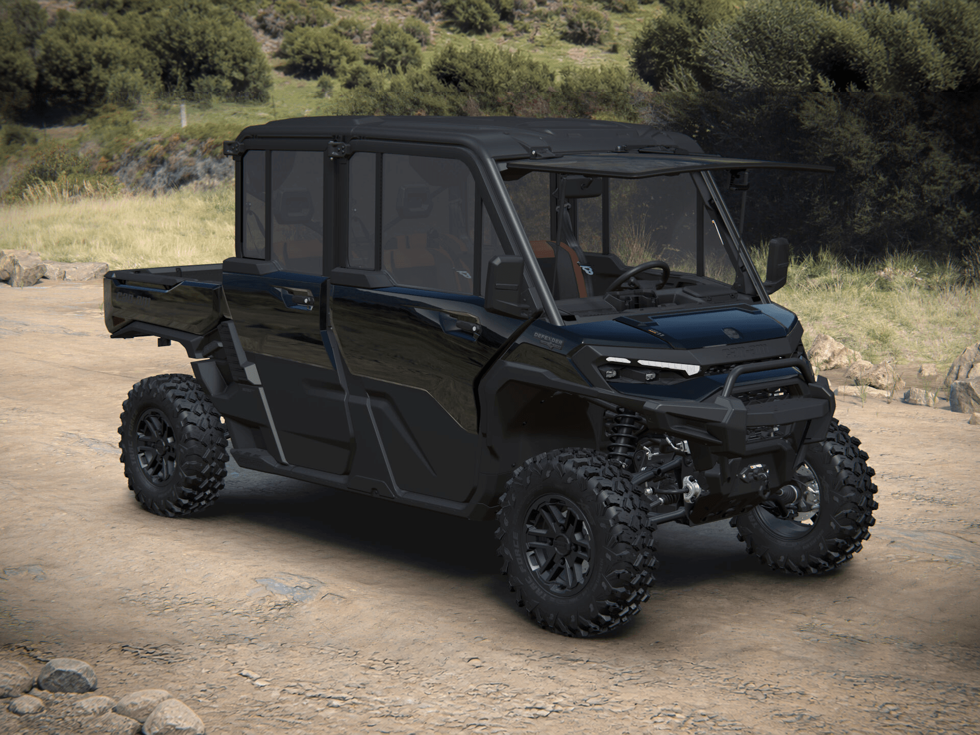 Can-Am Defender MAX LONE STAR CAB 2027, Stealth Black, 0006LVB00 — Справа спереди