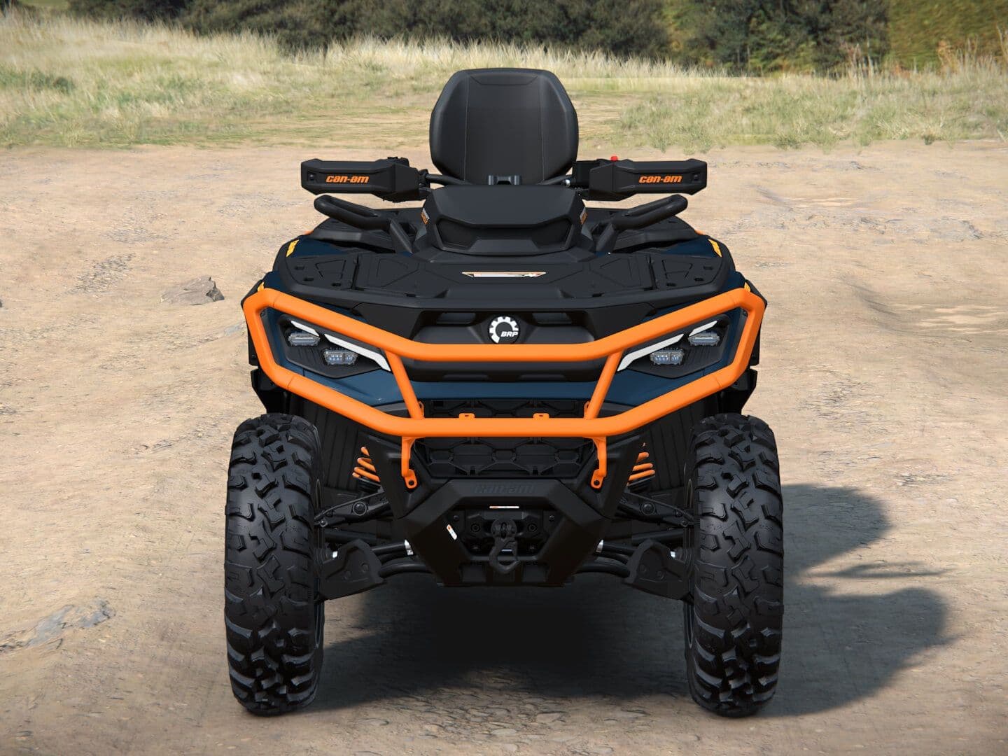 Can-Am Outlander MAX XT-P 2027, 1000R, Dusty Navy & Orange Crush, 0004UVB00 — Спереди