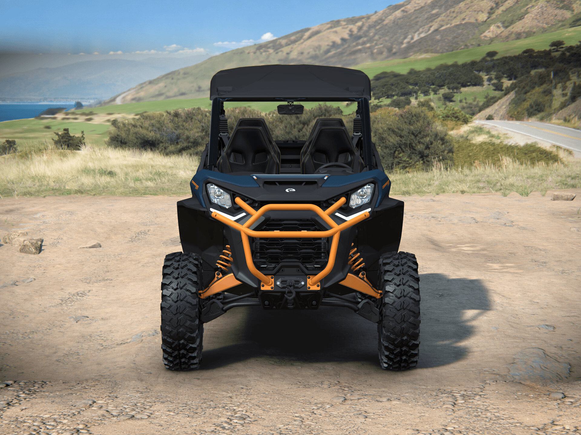 Can-Am Commander MAX XT-P 2027, Dusty Navy & Orange Crush, 0006CVC00 — Спереди
