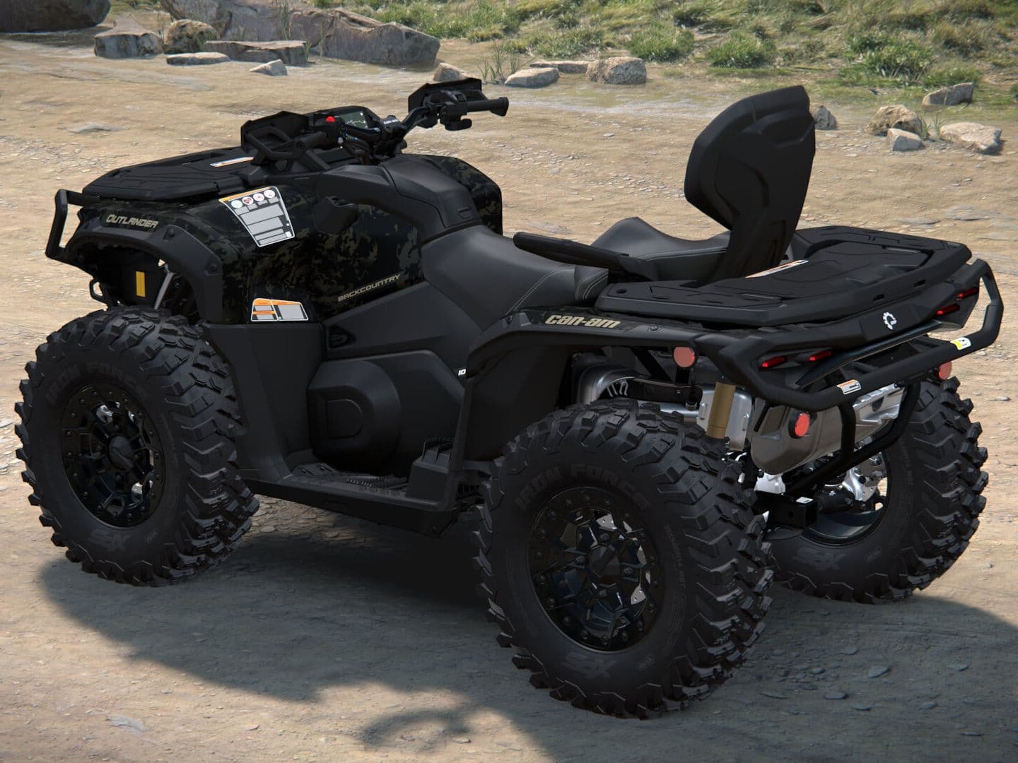 Can-Am Outlander MAX Backcountry 2027, 1000R, Multicam Dark Camo, 0005GVC00 — Слева сзади