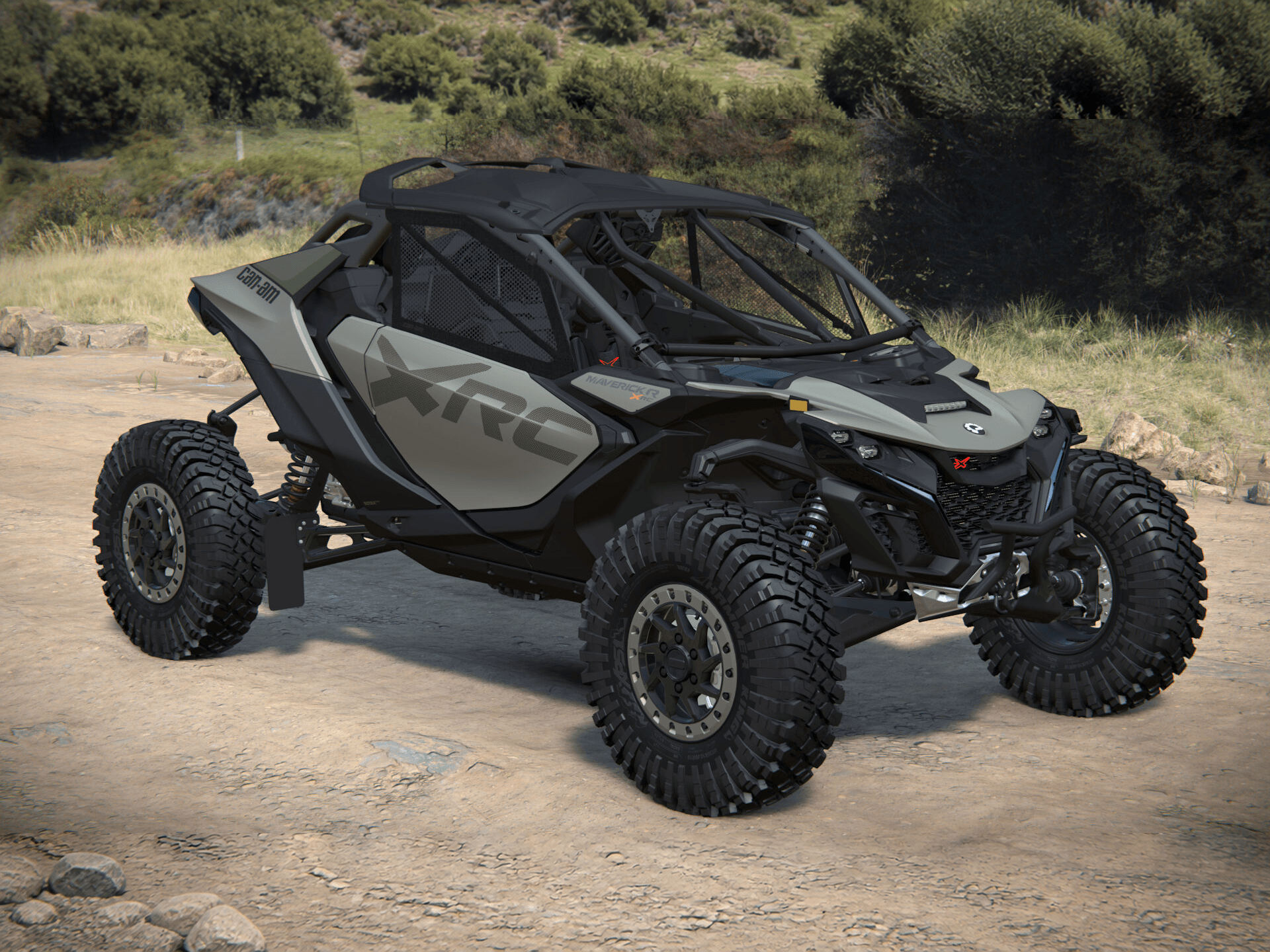 Can-Am Maverick R X rc 2027, Loft Green Satin, 0007GVB00 — Справа спереди