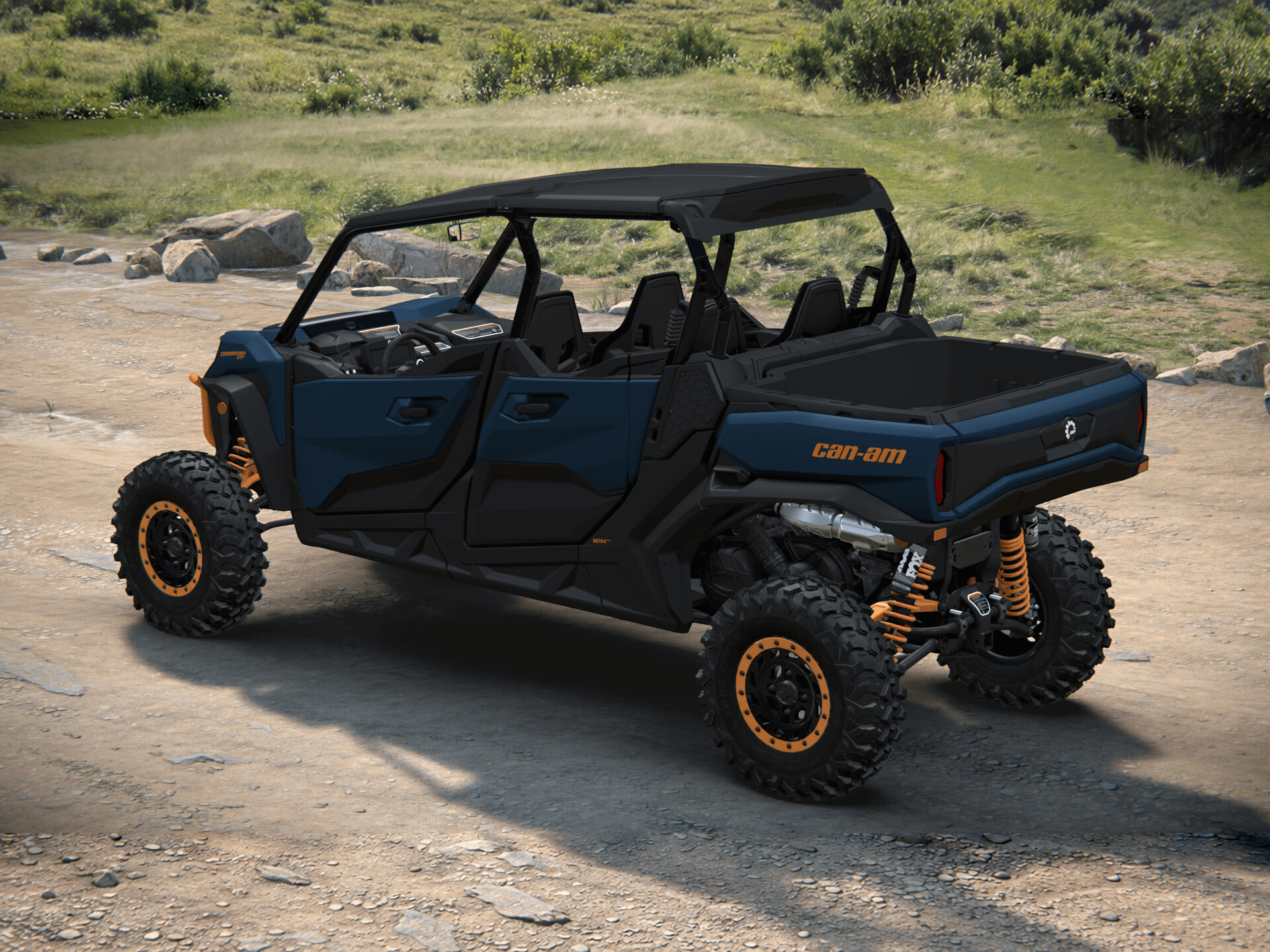 Can-Am Commander MAX XT-P 2027, Dusty Navy & Orange Crush, 0006CVC00 — Слева сзади