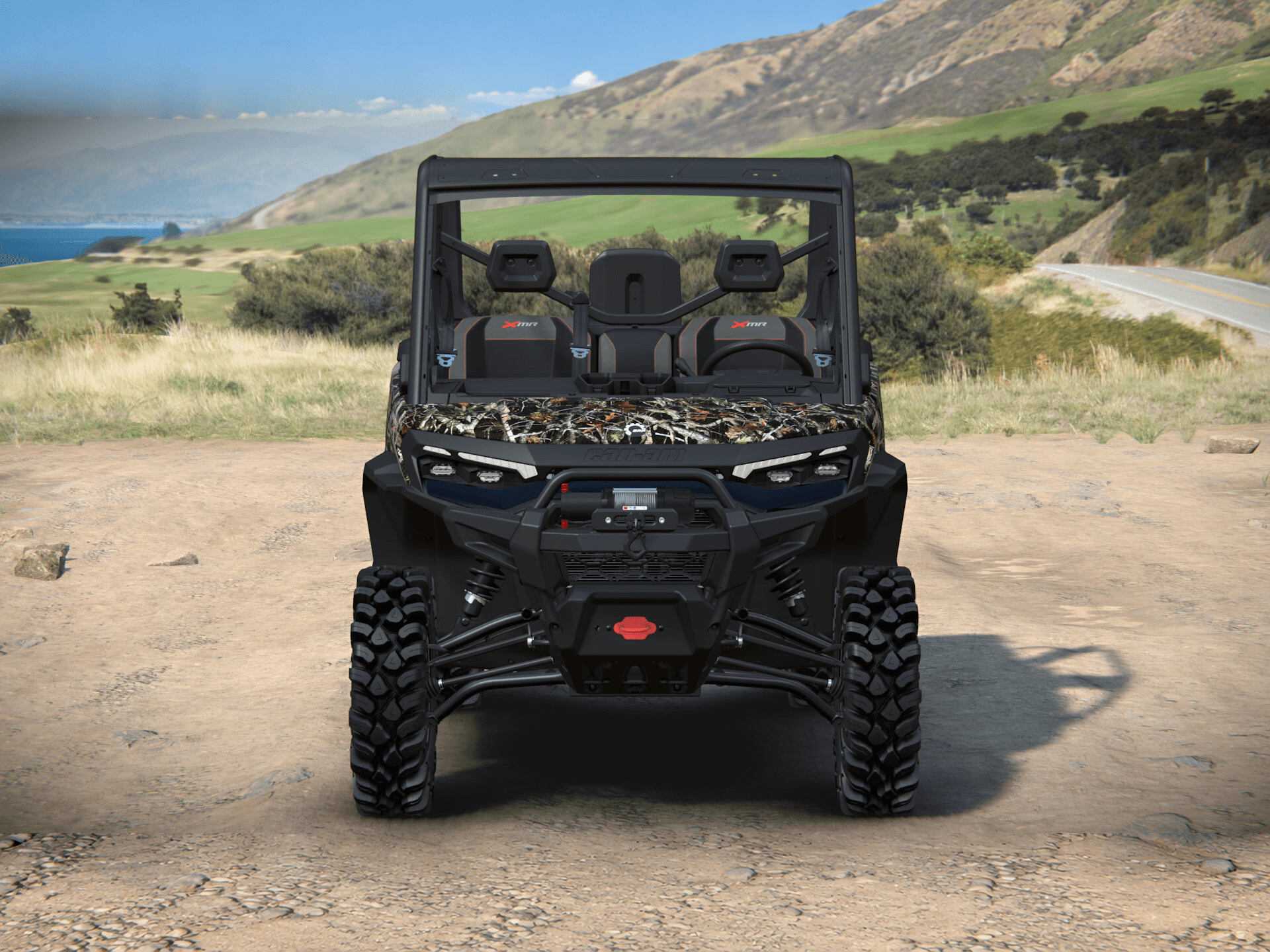 Can-Am Defender X mr with half-doors 2027, Dark Wildland Camo, 0008YVB00 — Спереди