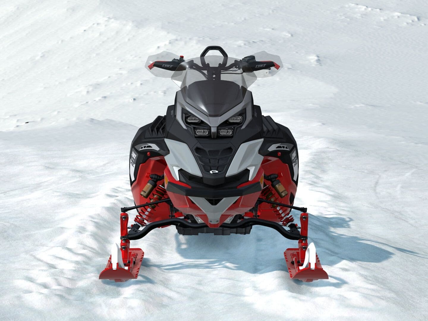 Lynx BRUTAL RE (500 mm) 2027, 850 E-TEC, Viper Red / Black — Спереди