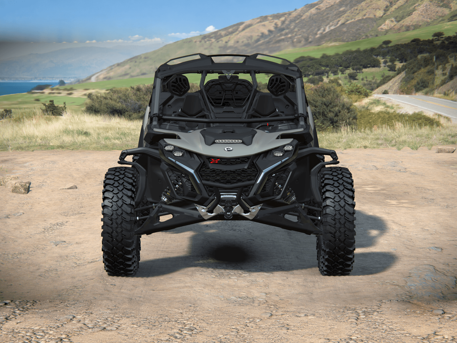 Can-Am Maverick R X rc 2027, Loft Green Satin, 0007GVB00 — Спереди